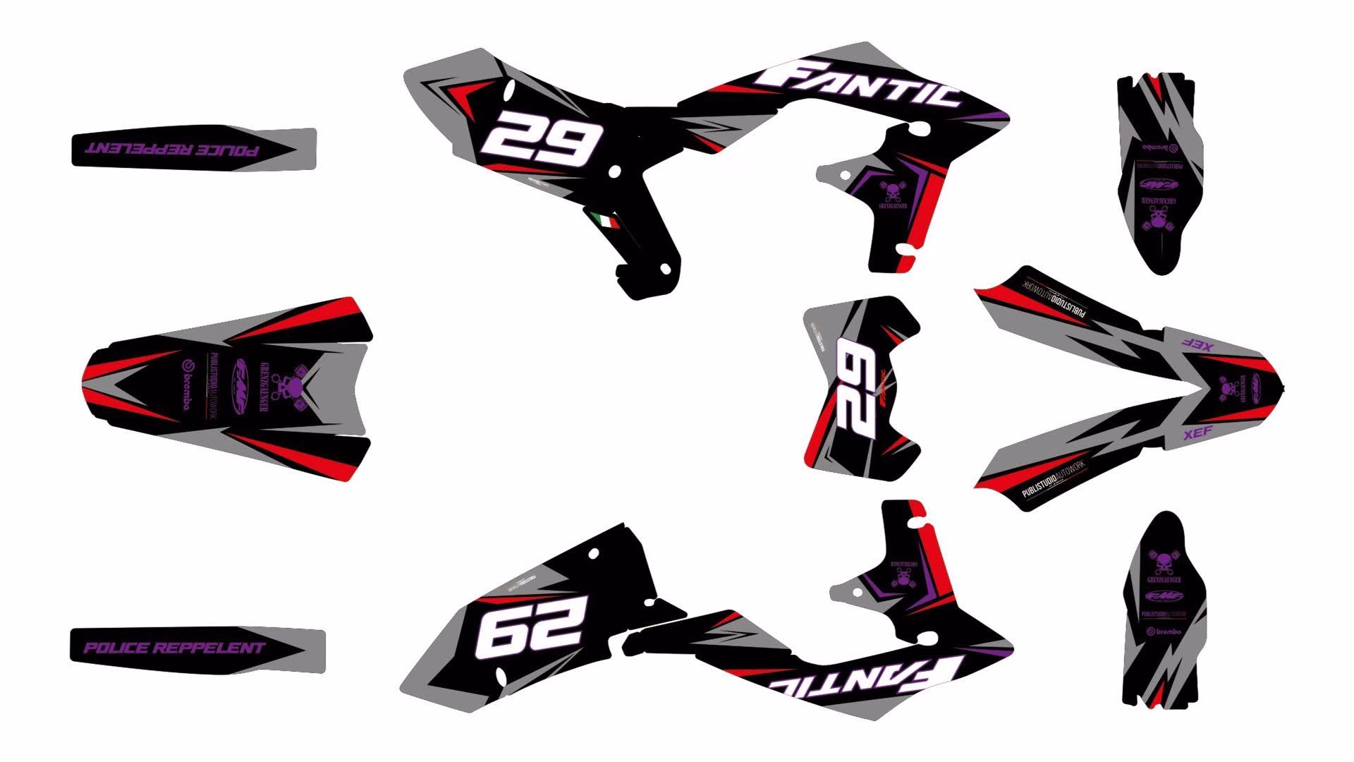 Fantic SHADOW MAGENTA- kit grafiche per XX XEF XXF XE 250 125 450 310 - immagine 4