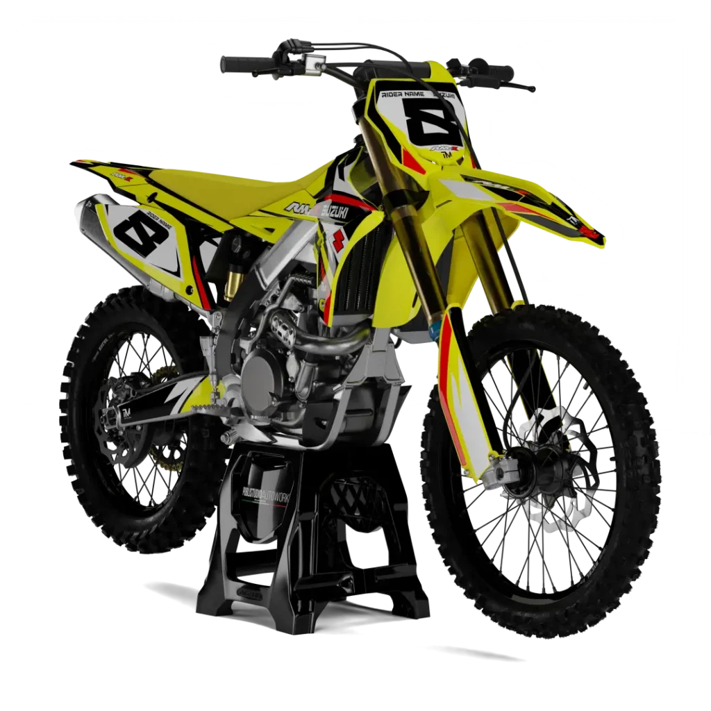SUZUKI RM 85 kit grafiche per RMZ RM RME DR DRZ Suzuki RM 85 – Kit Grafiche Adesive Compatibili con Modelli RM, RM-Z e Supermoto Stile racing. Massima resistenza. Look inconfondibile. Dai una nuova identità alla tua Suzuki con il kit grafiche Suzuki Rm 85, progettato per esaltare estetica e funzionalità senza compromessi. Ogni kit è realizzato con materiali di alta qualità e perfetta vestibilità, per garantire una resistenza superiore anche nelle condizioni più estreme: in pista, nei boschi o sull’asfalto. ✅ Compatibile con tutti i principali modelli Suzuki motocross, enduro e motard: Motocross: RM 85 / RM 125 / RM 250 RM-Z 250 / RM-Z 450 Supermoto e Motard: RM-Z 450 SM / Conversioni su base RM-Z e DR-Z E ovviamente compatibili con le versioni più recenti delle linee RM, RM-Z, DR-Z e Supermoto.