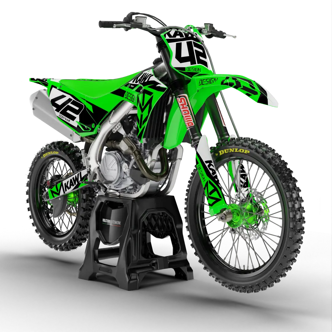 Kawasaki Ninja 9 kit grafiche per KX KXF KLX KLE KX-F – Tradizione Racing, Design Esclusivo 🏁🔥 Rinnova completamente il look della tua Kawasaki con il kit grafiche Kawasaki Ninja 9, pensato per offrire performance estetiche e funzionali senza compromessi. Grazie alla perfetta vestibilità e all’elevata qualità dei materiali, queste grafiche sono progettate per resistere alle condizioni più dure: in pista, nel fango o sull’asfalto. ✅ Compatibile con tutti i principali modelli Kawasaki da cross, enduro e motard: Motocross: KX 65 / KX 85 / KX 125 / KX 250 / KX 500 KX-F 250 / KX-F 450 Enduro e Off-road: KLX 250 / KLX 300 / KLX 450R Motard: KX-F motard / Conversioni su base KLX e KX E compatibile anche con i modelli più recenti delle serie KX, KLX e KX-F, nelle versioni cross, enduro e supermoto.