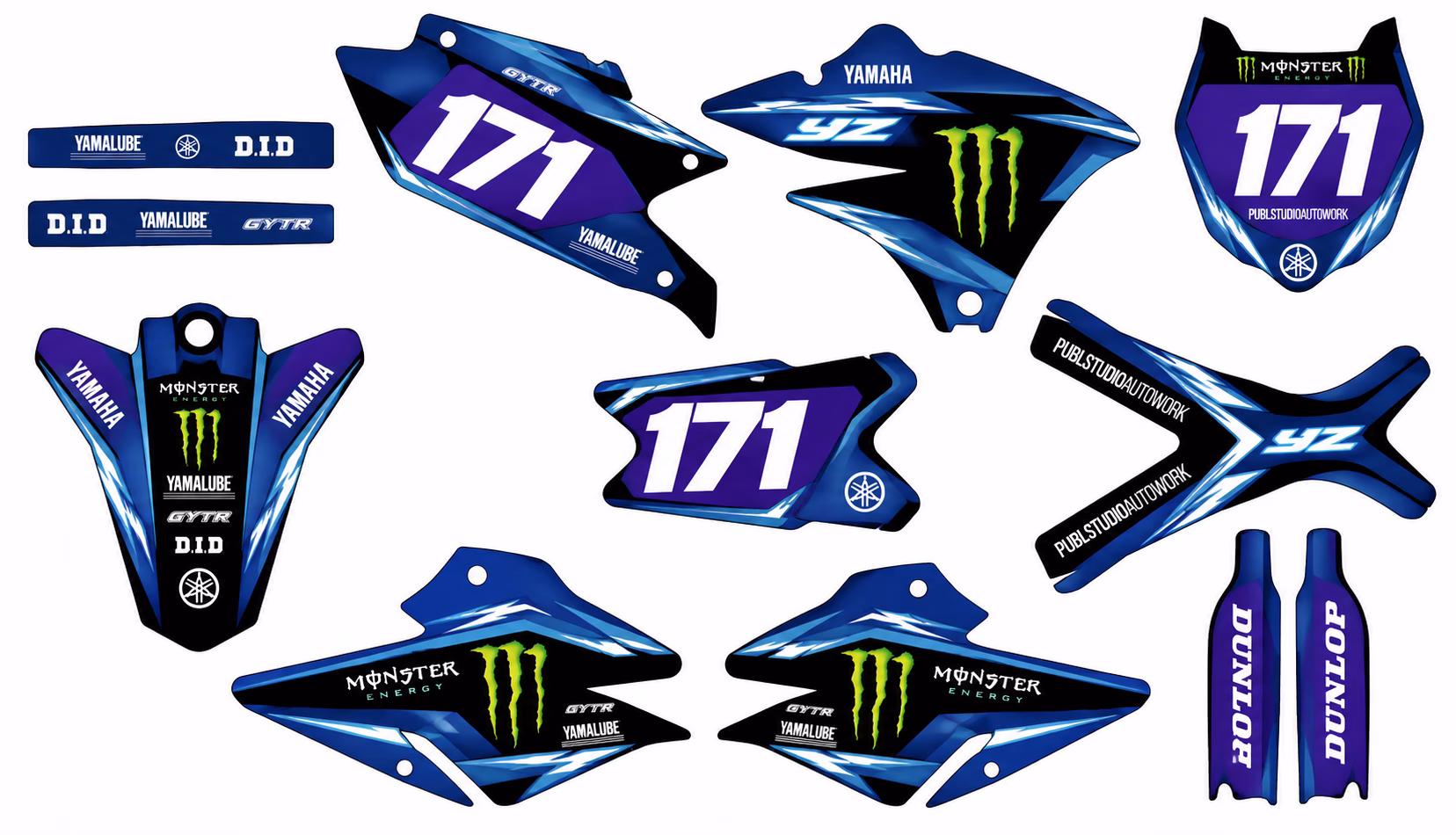 Yamaha BLUE IMPACT- kit grafiche per YZ YZF WR WRF - immagine 4